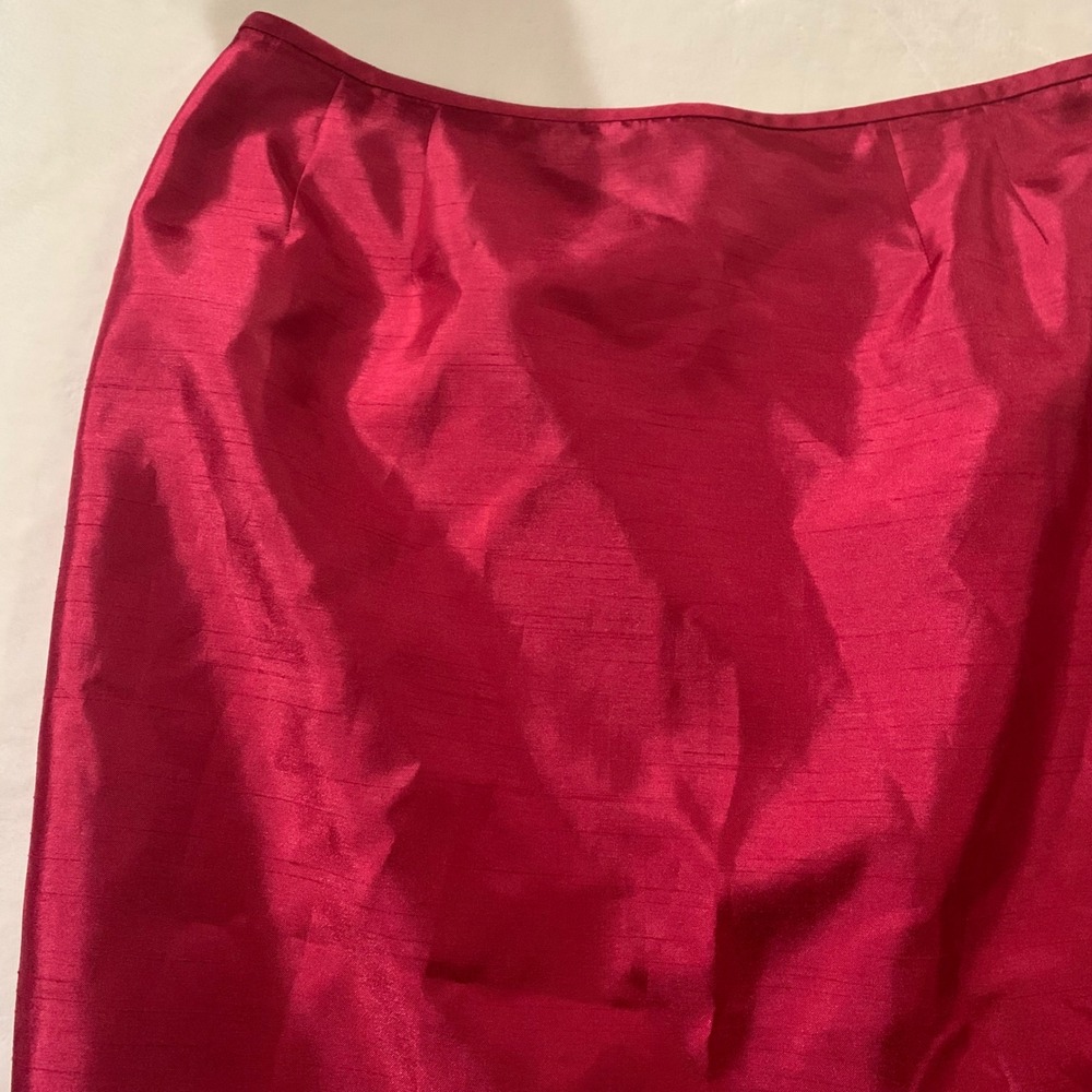 Le Suit Women's 12 Fuchsia Hot Pink Silk Blend Pencil Skirt Knee Length Zipper - Picture 2 of 7
